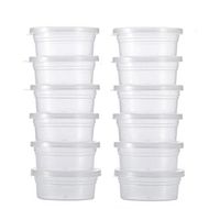 Freshzone 12 Pcs Recyclable Plastic Clear Slime Clay Toy Storage Containers Foam Ball Storage Cups Containers with Lids