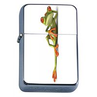 Frog Flip Top Oil Lighter Em1 Smoking Cigarette Silver Case Included