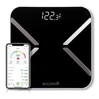 Bucanim Smart Body Fat Scale Bluetooth Body Composition Analyzer Digital Bathroom Weighing Scales Digital Scale Weight Blue Backlight, Capacity 400LB