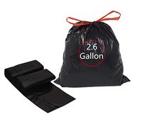Feiupe 2.6 Gallon Drawstring Garbage Bag Trash Bag Can Liner (Black, 2.6 Gallon(90 Bags))