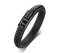 VNOX Medical Symbol Caduceus Blood THINNER Genuine Leather Stainless Steel Magnetic Clasp Cuff Wristband Bracelet