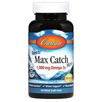Carlson - Teen's Max Catch Minis, 1000 mg Omega-3s, Brain & Vision Support, Mood Health, 60 Softgels