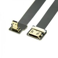 90 Degree Down Angled FPV Micro HDMI Male to Mini HDMI Female FPC Flat Cable for Multicopter Aerial Photography