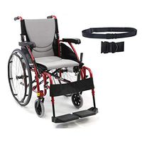 Karman S-Ergo 115 Ultra Lightweight Ergonomic Wheelchair | Seat Size 20" X 17" | Swing Away Footrest | Quick Release Wheels in Red & Free Black Wheelchair Seatbelt!