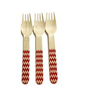 Perfect Stix Chevron Forks 158 36 - Red Printed Wooden Forks with Red Chevron Pattern, 6" (Pack of 36)