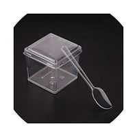 Dessert Cup One Off Diy Ice Cream Pudding Cups Transparent Lid with Spoon Plastic Spoons Home Square Disposable,spoon