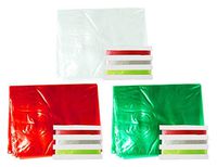 Set of 3 Elegant Shrink Wrap 24" X 30" (Red,Green,Silver) with 3 Accent Ribbons Each Ribbon is 3/8” X 2.33 Feet Used for Baskets (3)