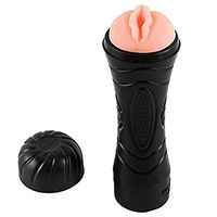 2-in-1 Men's Double-Headed Sǔckǐng Real Pùssǐès Pocket Toy for Men Men's Delay Tool Black