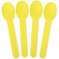 [25 Count] Yellow Heavy Duty Plastic Spoons - Disposable Frozen Yogurt Ice Cream Spoons - Frozen Dessert Supplies