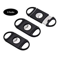 Cigar Cutter Black Plastic Guillotine Stainless Steel Double Blade Cigar Knife Scissors (3 Packs)