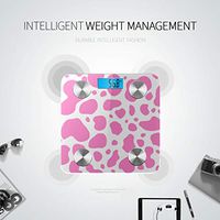 Cow Pink and White Animal Spot Skin Digital Bath Scale Digital Bathroom Scales Digital Scale Body Weight Tracks 8 Key Compositions Analyzer Sync with Fitness Apps 400 Lbs