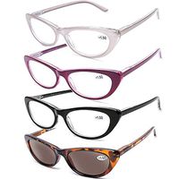 4 Pack Women Vintage Cat Eye Blue Light Filter Computer Reading Glasses Spring Hinge with Leopard Print Sun Readers UV400 Protection +3.5