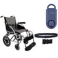 Karman S-Ergo 115 Ergonomic Transport Wheelchair | S-Style Seat Size 20" X 17" | Standard Swing Away Legrest | Frame Color - Pearl Silver & Free 130 dB Matte Blue Safety Alarm! + Black Belt!