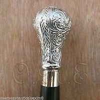 classical.gift.export Vintage Antique Walking Cane Stick Sterling Sliver Handle Brass Knob with Stick n