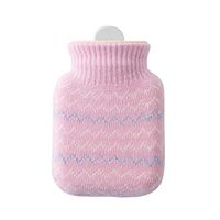 SUPVOX Silicone Hot Water Bottle Mini Hot Water Bag Hot Bottle Portable with Knit Cover (Pink) 320ML