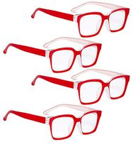 READING GLASSES 4 pack Ladies Oversized Fashionable Design Women Trend Setters Reader Eyeglasses (Red, 1.75)