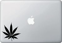 Cannabis Leaf - Marijuana - Pot - Weed - MacBook or Laptop Vinyl Decal Sticker - Yadda-Yadda Design Co. (MD 4" w x 4" h) (Black)