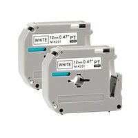 Compatible with Brother P-Touch M Tape 12mm 0.47 inch M-K231 MK-231 Label Tape Balck on White for Label Maker PT-M95 PT-90 PT-65, 2-Pack