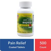Rite Aid Aspirin Enteric Tablets - 81 mg Aspirin - 500 Count - Low-Dose Aspirin for Headache Relief - Safety Coated - Aspirin Regimen - Migraine Medicine - Pain Relief
