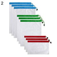 6/9/12Pcs Reusable Grocery Bags Drawstring Mesh Vegetable Fruit Storage Pouch