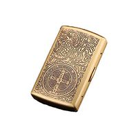 ZHONGYUE Pure Copper Cigarette Case, 12 Capacity, Metal Cigarette Case, Creative Personality Men's Cigarette Case Unique Design, Sturdy and Lightweight. (Color : Gold)