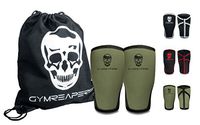 Gymreapers Knee Sleeves (Pair w/Bag) - Knee Compression Sleeve Support for Squats, Weightlifting, and Powerlifting 7MM Neoprene Sleeves - 1 Year Warranty (Military Green/Black, Medium)