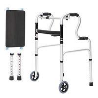 Non-Slip Design, Foldable Walker, Multi-Function Walker, Armrest Crutch, Thick Aluminum Frame, Suitable for Bathroom, Outdoor Sports (with Wheels)