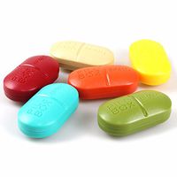 Mini Portable 6 Slots Travel Medical Pill Box Medicine Case 2Pcs (Random Color)