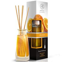 Orange Diffuser w/Orange Oil 100ml - Fresh Room - Long Lasting Fragrance - Scented Reed Diffuser Orange - Diffuser Gift Set - Best for Aromatherapy - Home - Orange Essential Oil Diffuser by AROMATIKA