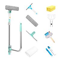 Lzttyee Telescopic U Shaped Glass Cleaner Washer Professional Detachable Outside Window Cleaning Tool Luxurious Kit Blue