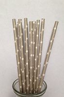 Gray/Grey Star, Vintage Paper Drinking Straws -100 COUNT - Twilight Parties