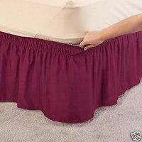 WRAP AROUND DUST RUFFLE, COTTON BLEND BED SKIRT, 14 INCH DROP Twin/Full -Burgundy