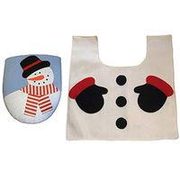 Christmas Toilet Seat Cover 2PCS Set Fancy Snowman Toilet Seat Cover and Rug Bathroom Set Christmas Decor