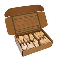 TMZ Eco - Natural Biodegradable Wooden Cutlery Set 300 Piece. Disposable Wooden Forks, Knives, Spoons Utensil Set. Eco Friendly Alternative to Plastic. 300 Count - 120 Forks, 120 Spoons, 60 Knives.