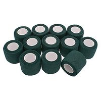 12pcs 1.5" Self Adherent Bandage Wraps - Athletic Tape, Cohesive Tape, Vet Wraps, Tattoo Grip Cover, First Aid Supplies, Strong Easy Tear Self Adhesive Wrap for Sports, Wrist, Ankle (Hunter Green)