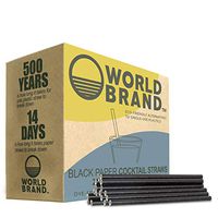 World Brand 250 Count Black Short Cocktail Paper Straws - Biodegradable Drinking Straws - Eco-Friendly Party Supplies - Perfect for Juices, Shakes, Smoothies, Ice Coffee & More (Black Cocktail)