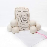 Happy Earth Wool Dryer Balls Organic 100% Wool to Core 6-Pack XL with Bundled 2-Pack Mesh Laundry Bags Natural Fabric Softener Wrinkle Reducer Eco-Friendly