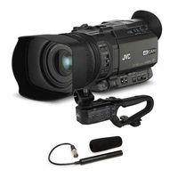 Adorama JVC GY-HM170 4KCAM Compact Professional Camcorder with Integrated 12x Optical Zoom Lens - Bundle with JVC Replacement Microphone Unit
