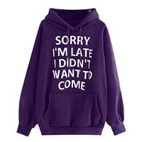 Women Hoodie Jumper Long Sleeve Letter Print Sweatshirt Pullover Tops Blouse with Pocket