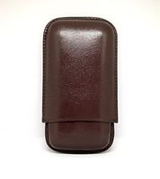 Custom 3-Finger Leather Cigar Case with 3 Cigar Holders for Travel Cigar Enthusiasts by Cigar Cutters by Jim (Brown, No Design)