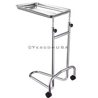 19x13x1 Inches Mayo Instrument Stand Adjustable Height w/Removable Stainless Steel Tray Double Post for Professional Medical Supplies Hospital Patient