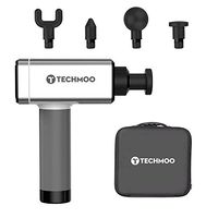 Massage Gun Portable Massage Gun Quietes Device Deep Muscle Fascia Tissue Massage Gun with Carry Case 4 Speed Levels Settings 4 Heads for Activities Lovers Professional Muscle Relieves Silver