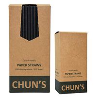 Black Paper Straws, Solid black/250 Bulk, Food Safe Biodegradable Paper Drinking Straws for Cocktail, Drinks, Home, Party, Special Events and Restaurant, 7.75"x0.24" (197mmx6mm)