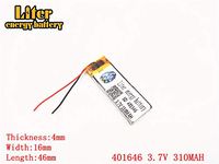 3.7V 310mAh 401646 Lithium Polymer Ion Rechargeable Battery Lithium Polymer Li-Po Battery for MP4 GPS MP3 Bluetooth Stereo DIY Gift