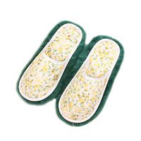 Frjjthchy 1 Pair Chenille Cleaning Mopping Shoes Home Room Dust Mop Slippers Washable Detachable for Women Men (Dark Green)