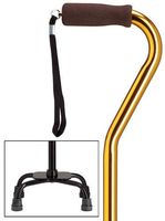 Walking Cane Quad Cane Gold Small Base 5" X 8"