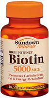 Sundown Biotin 5000 mcg Capsules 60 Capsules (Pack of 8)