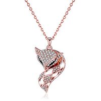 Rose Gold Necklaces Pendant Jewelry Birthday Gifts Presents Gemstone for Women Anniversary Zirconia Crystal