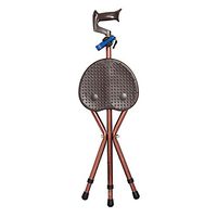 Folding Lightweight Adjustable Height Cane Seat 400 lbs Capacity Thick Aluminum Alloy Cane Stool Crutch Chair Seat 3 Legs Cane Seats Walking Stick Tall with LED Light Unisex for Elderly Parents Brown