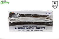 Premium Pre Cut Aluminum Foil Pop up Sheets 12 x 10-3/4 inches (1200 Count) - Great for Restaurants, Lunch, Takeout, ToGo, Sandwiches, Catering, Kitchen, Grill, Stove, Baking, BBQ, Disposable(6 Box's)